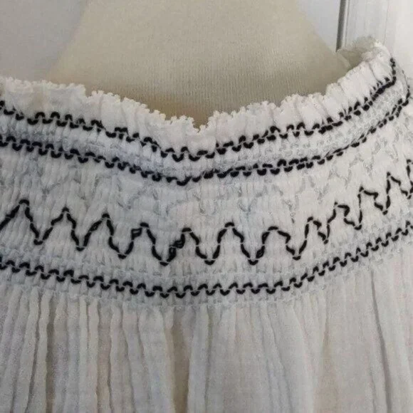 Faherty Catrina Embroidered Maxi Dress White  S Cotton Bohemian NEW - Picture 12 of 15